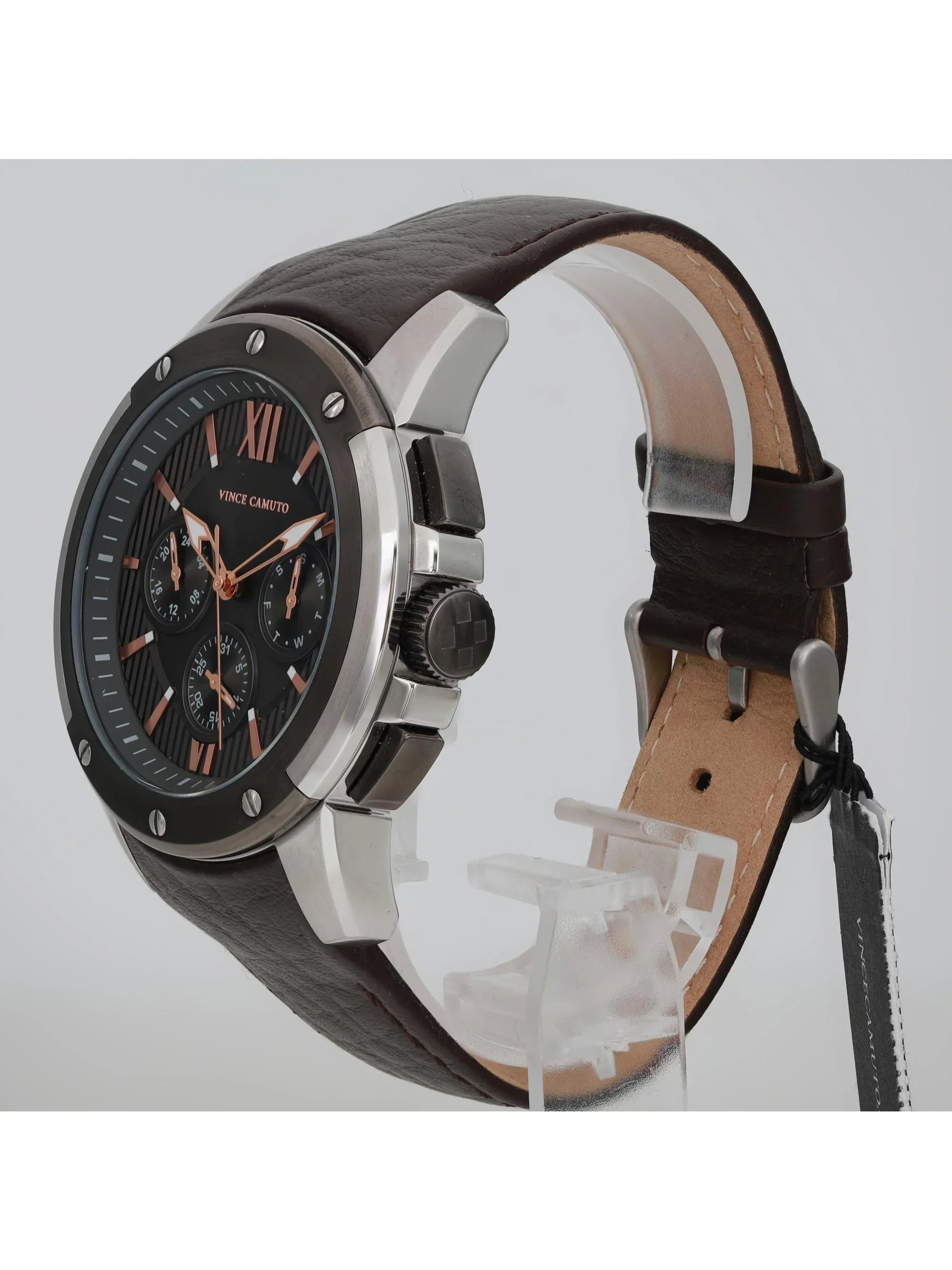 Pre-owned Vince Camuto Steel Quartz Gray Dial Mens Watch VC/1129DGSV (Like New)