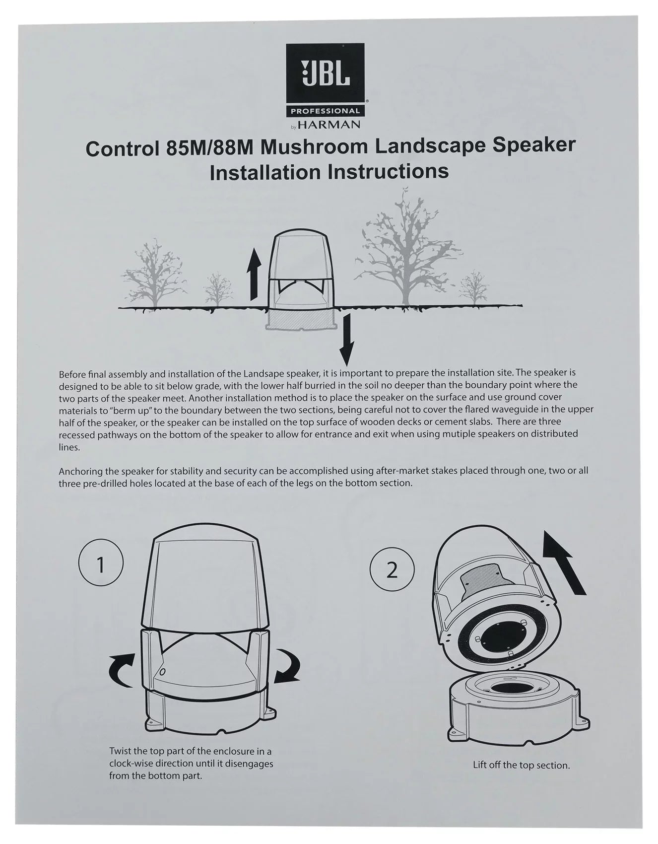 (5) JBL CONTROL 88M 8" Commercial 70v Outdoor Landscape Speakers + Amplifier