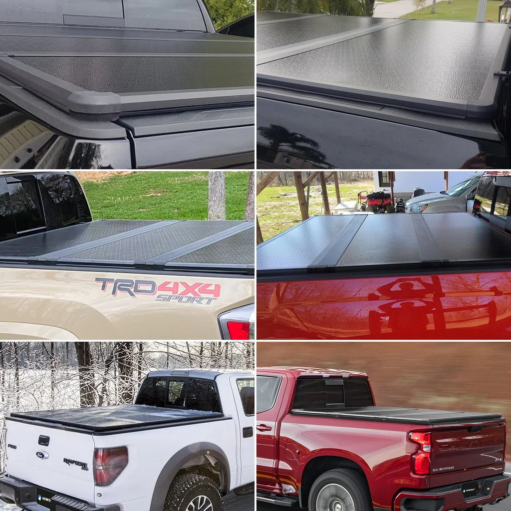Kikito Professional FRP Hard Tri-Fold Truck Bed Tonneau Cover for 2003-2024 Ram 1500 2500 3500 6.4ft (74.6in) Bed Without | Rambox & Deckrail System |