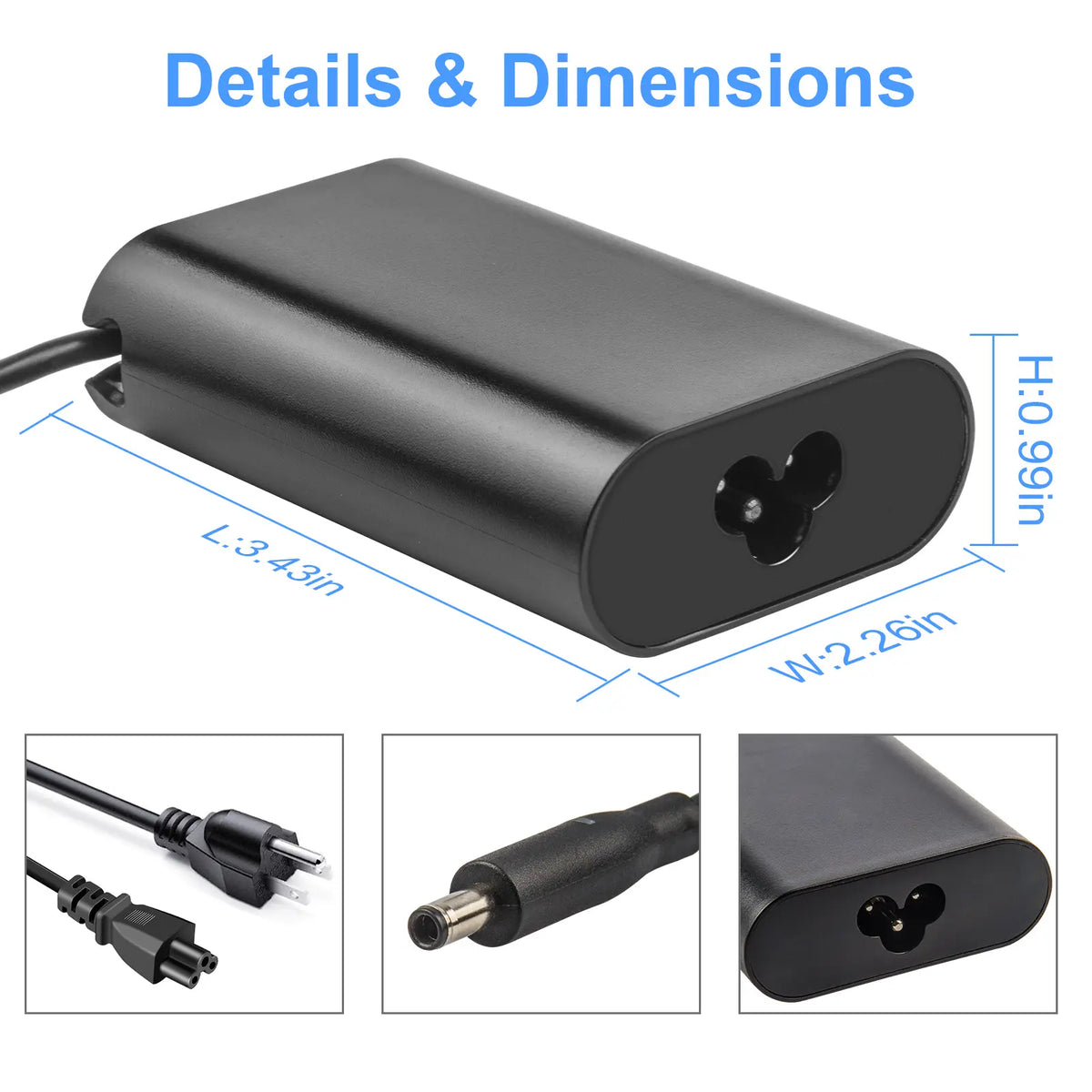 65W AC Adapter Laptop Charger LA45NM121 for Dell XPS 13 9333 9343 9350 9360 US