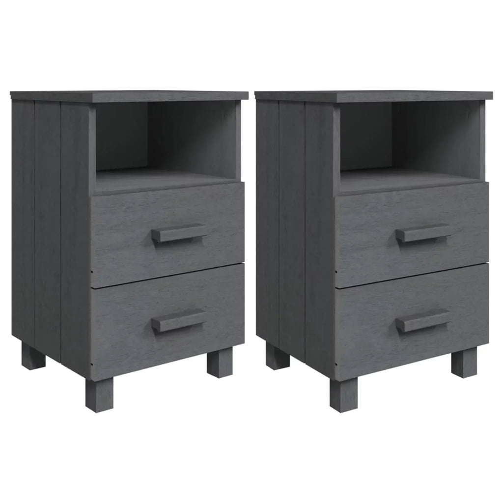 Irfora Bedside Cabinets HAMAR 2 pcs Dark Gray 15.7"x13.8"x24.4" Solid Wood
