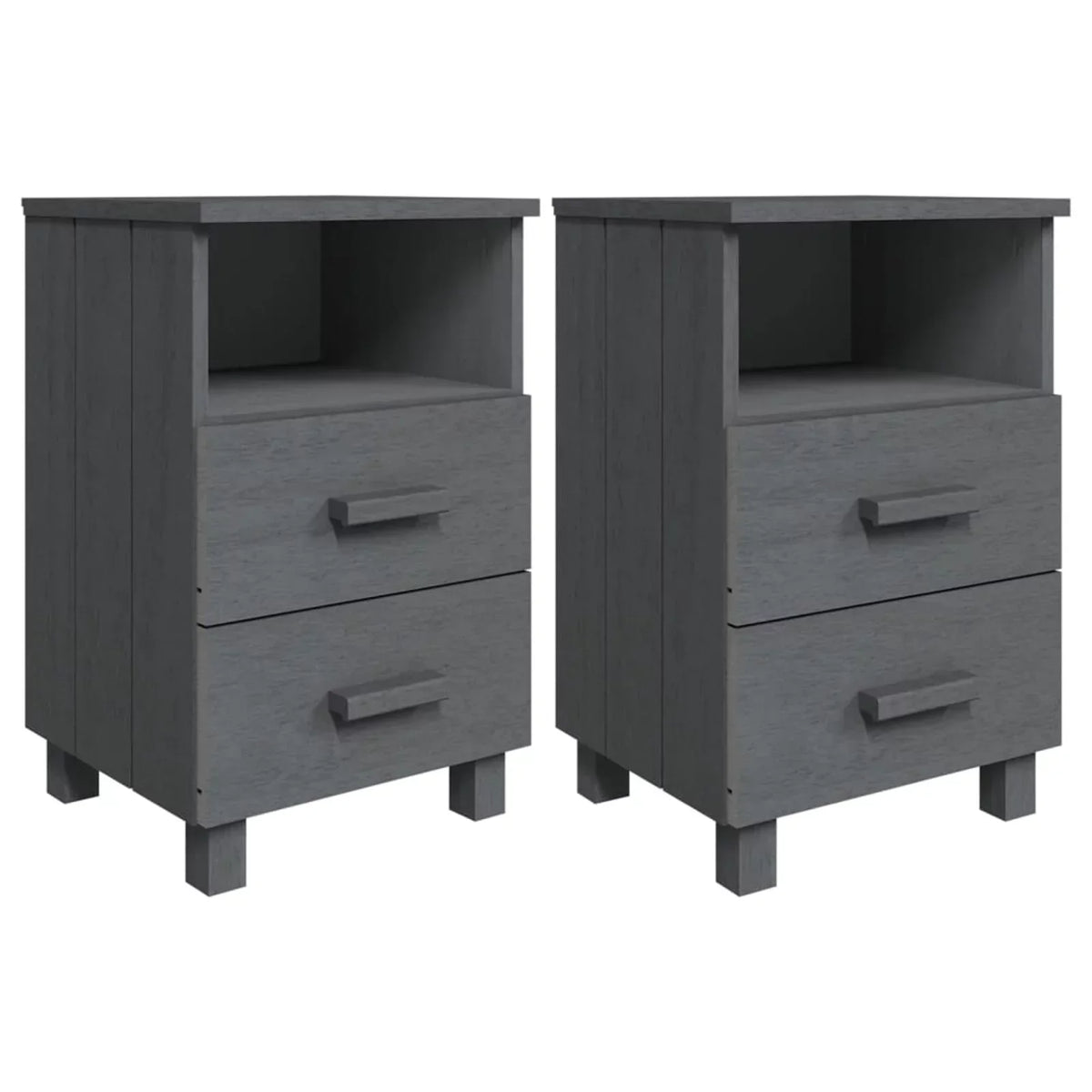 Irfora Bedside Cabinets HAMAR 2 pcs Dark Gray 15.7"x13.8"x24.4" Solid Wood