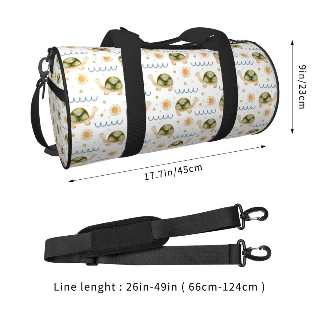 Coaee Sea Turtle Basking in the Sun Large Capacity Travel Luggage Bag Cylinder Gym Bag Waterproof Sports Bag with Pocket and Compartment