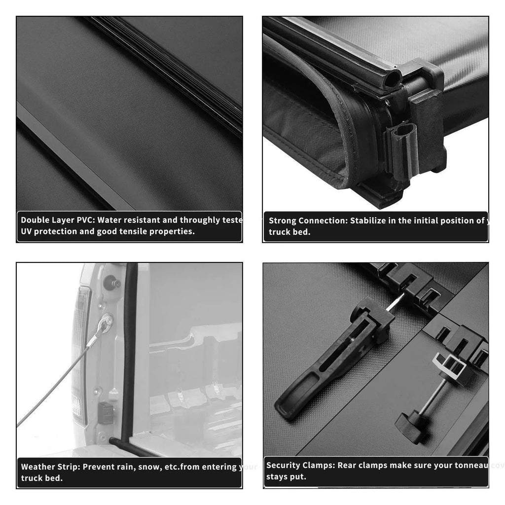 Ledkingdomus 5.5ft Soft 4 Fold Truck Bed Tonneau Cover for 14-21 Toyota Tundra w/ Deck Rail System