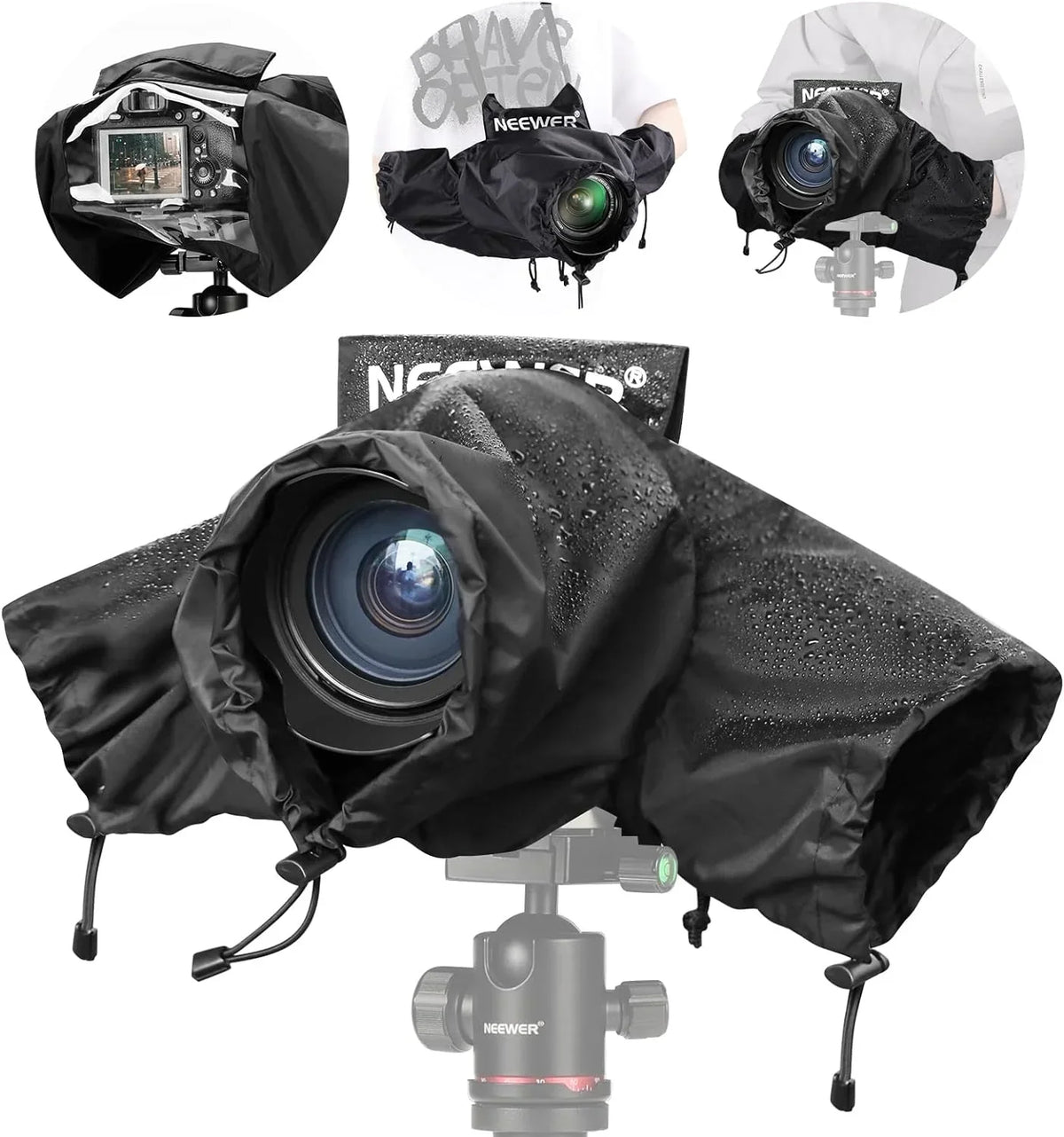 NEEWER Camera Rain Cover, Mini Size Durable Nylon Raincoat Compatible with Canon Sony Nikon DSLR Mirrorless Vlog Camera
