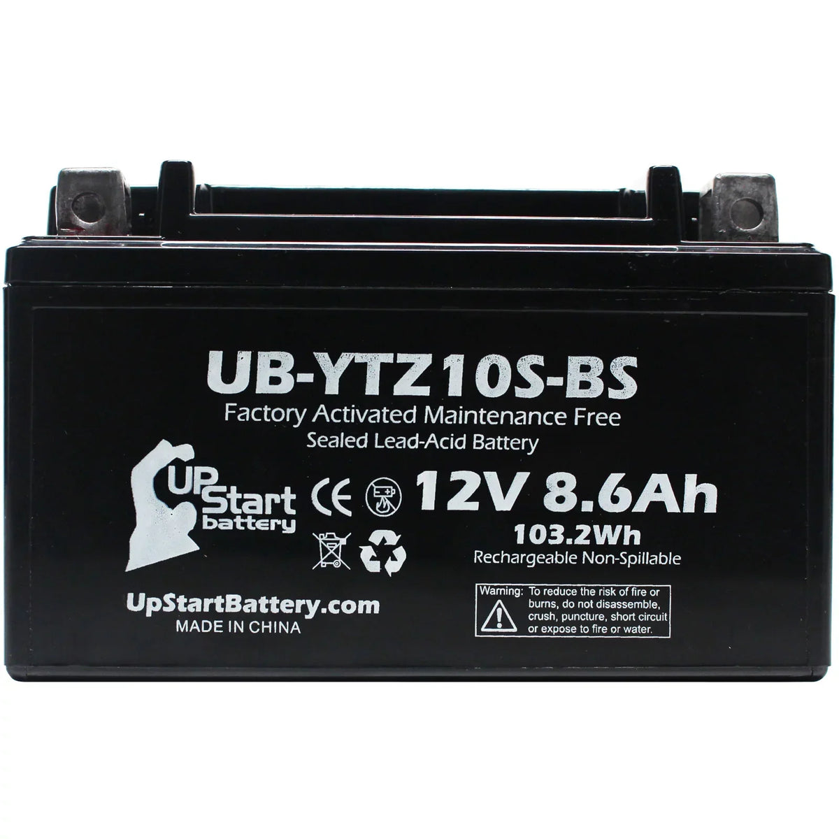 2-Pack UpStart Battery Replacement 2011 Yamaha YZF-R6 (excl. R6S) 600CC Factory Activated, Maintenance Free, Motorcycle Battery - 12V, 8.6Ah, UB-YTZ10S-BS
