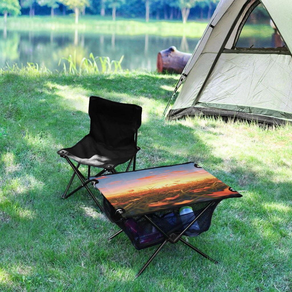 Autumn Leaves in Sunset Camping Folding Table Portable Beach Table with Storage Bag Compact Picnic Table for Outdoor Travel Fishing BBQ