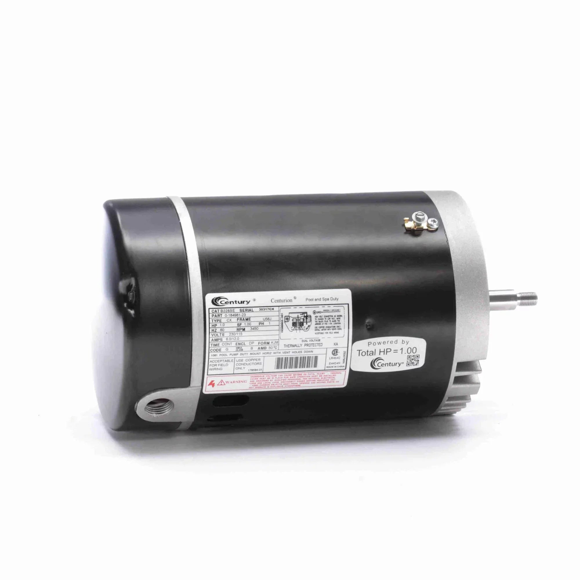 The Pool Supply Shop 1 HP C Face Threaded Shaft Horizontal Pool Pump Motor, 1 SF