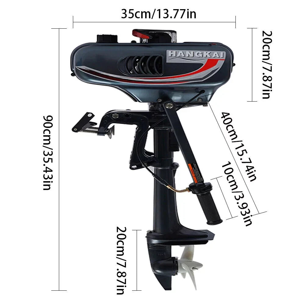 2-Stroke 3.5HP Outboard Motor Fishing Boat Petrol Engine CDI System 10 Km / H