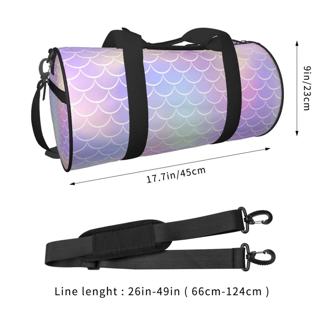 Coaee Fish Scale1 Large Capacity Travel Luggage Bag Cylinder Gym Bag Waterproof Sports Bag with Pocket and Compartment