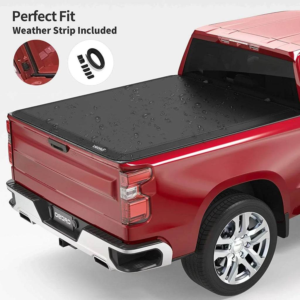Ledkingdomus 5.5ft Soft 4 Fold Truck Bed Tonneau Cover for 14-21 Toyota Tundra w/ Deck Rail System