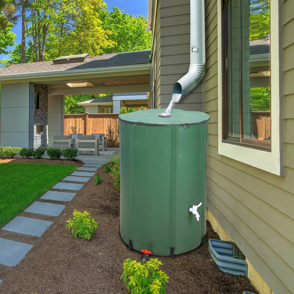 UBesGoo 100 Gallon Collapsible Rain Barrel, Portable Water Storage Tank, Rainwater Collection System Downspout