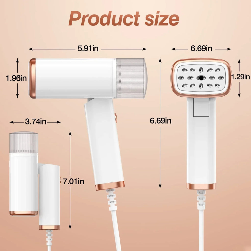 iMounTEK 1000W Portable Handheld Steamer with Brush Foldable Travel Electric Steamer for Garments Clothing Wrinkles Remover 30S Heat up 120ML Water Tank, White