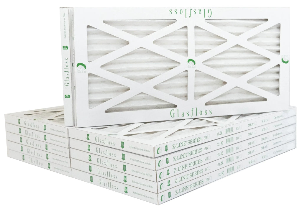 Glasfloss 14x18x1 - MERV 10 -Qty:12 - Furnace Air Filter - Made in USA (Actual Size: 13.5 x 17.5x7/8 inch)