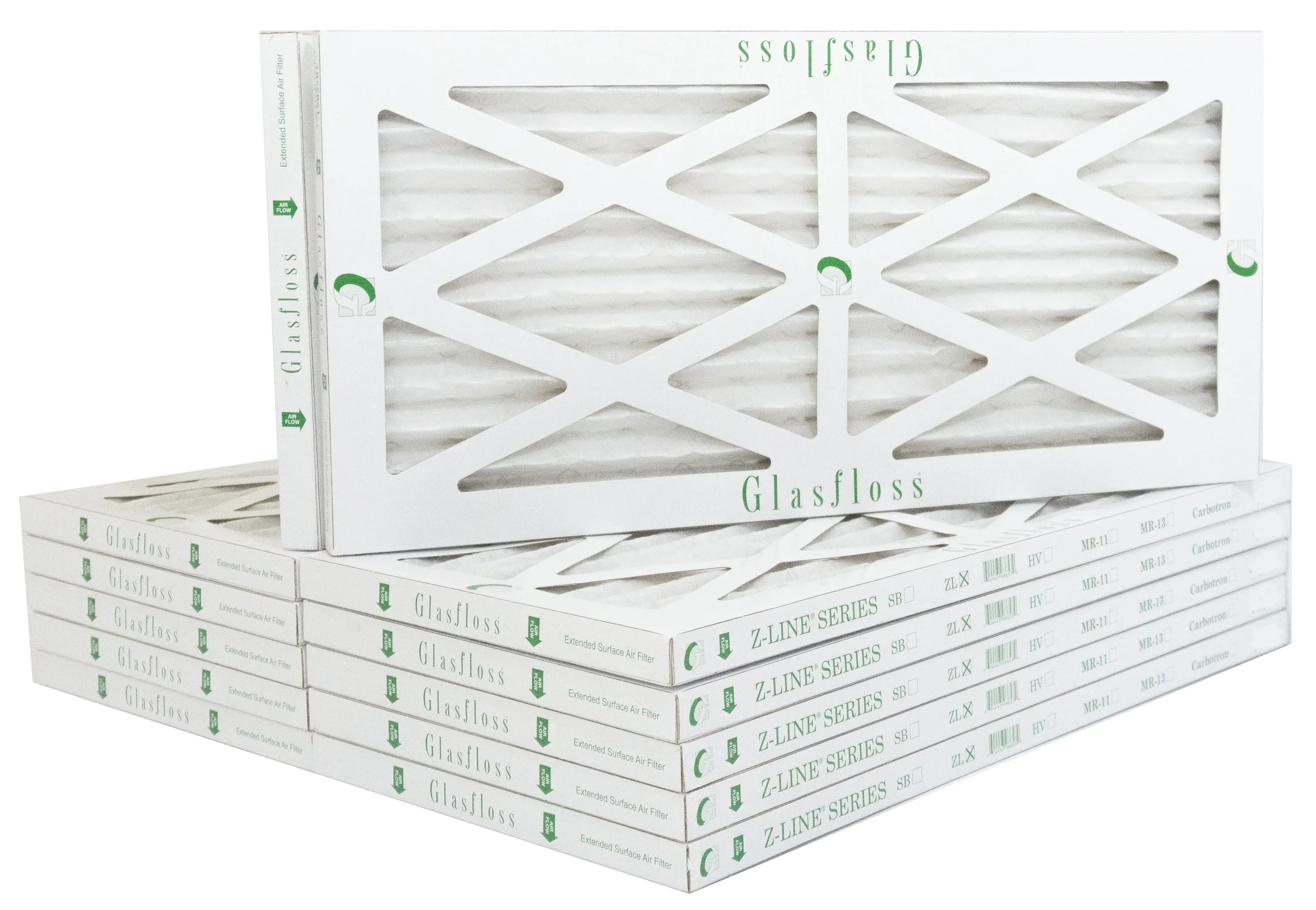 Glasfloss 14x18x1 - MERV 10 -Qty:12 - Furnace Air Filter - Made in USA (Actual Size: 13.5 x 17.5x7/8 inch)