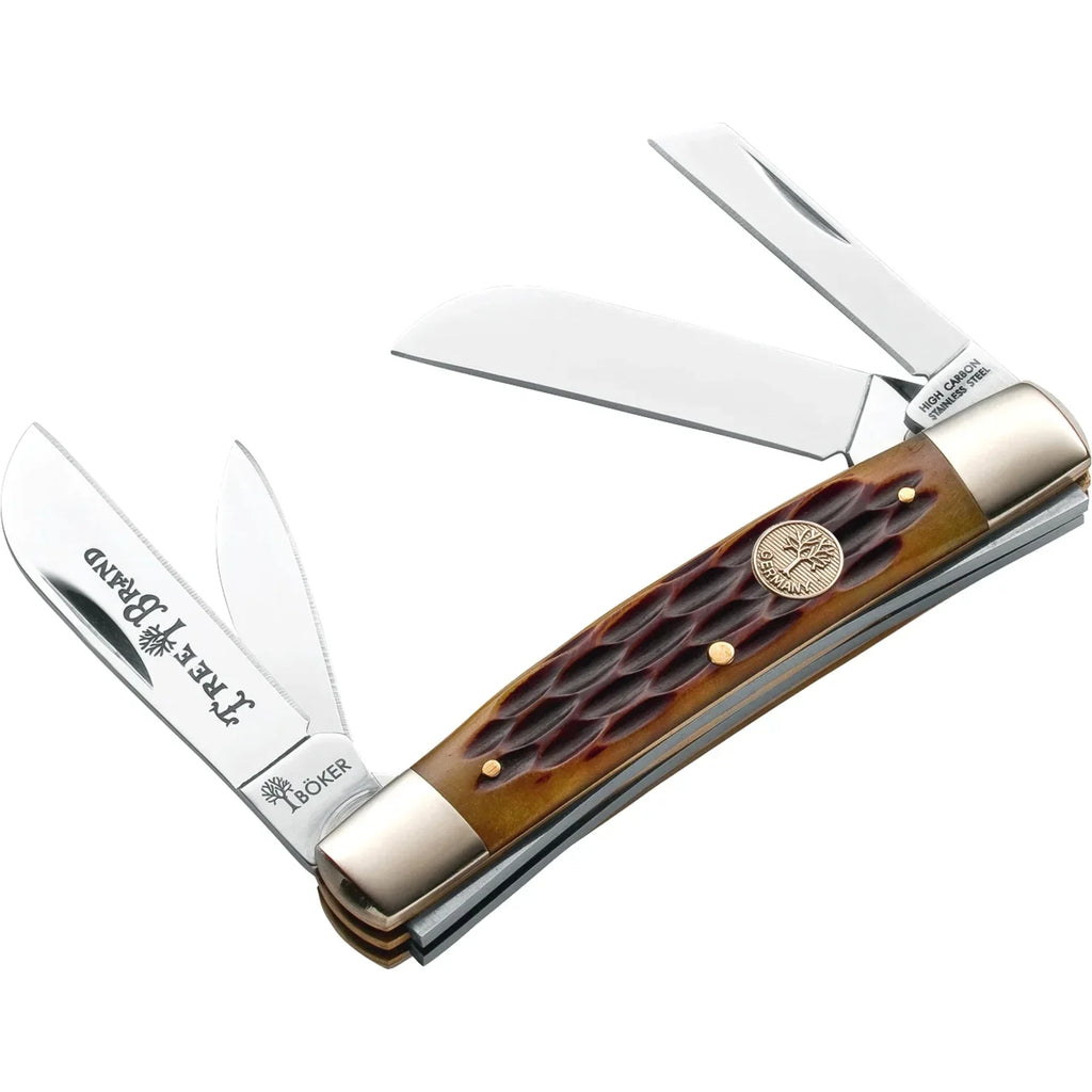 BOKER TRADITIONAL SERIES KNIFE SET 2.12" CARBON STEEL DROP POINT BONE