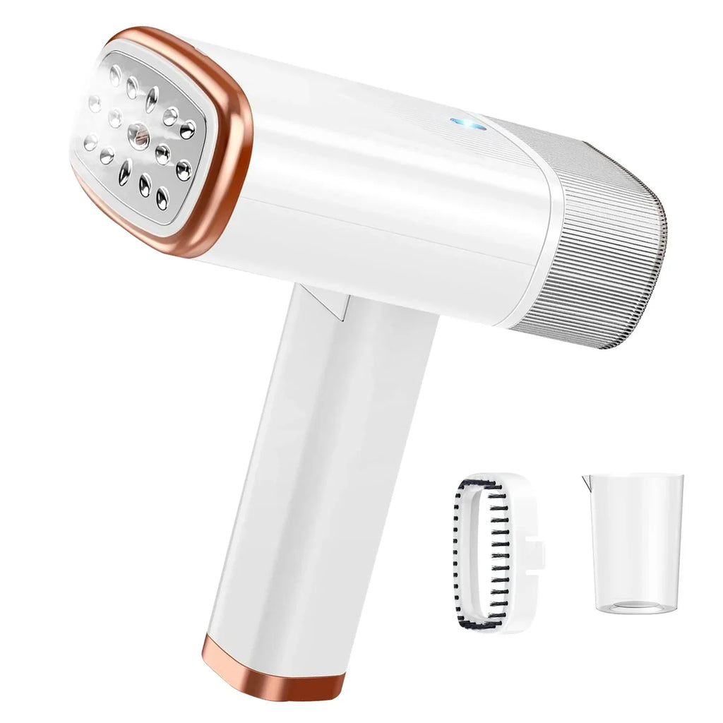 iMounTEK 1000W Portable Handheld Steamer with Brush Foldable Travel Electric Steamer for Garments Clothing Wrinkles Remover 30S Heat up 120ML Water Tank, White