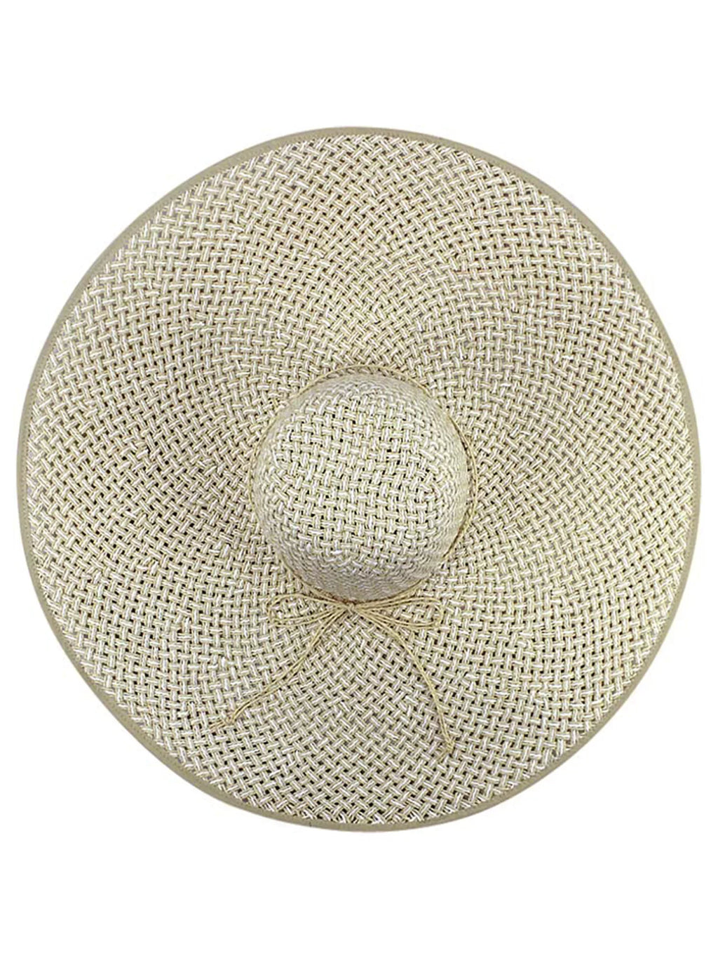 Cream & White Ultra Wide Brim Straw Floppy Hat
