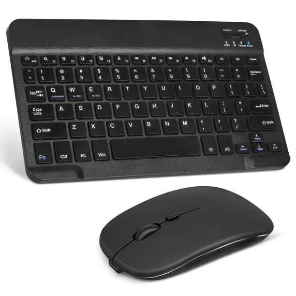 Rechargeable Bluetooth Keyboard and Mouse Combo Ultra Slim Full-Size Keyboard and Ergonomic Mouse for ZTE Axon 30 Ultra 5G and All Bluetooth Enabled Mac/Tablet/iPad/PC/Laptop - Onyx Black