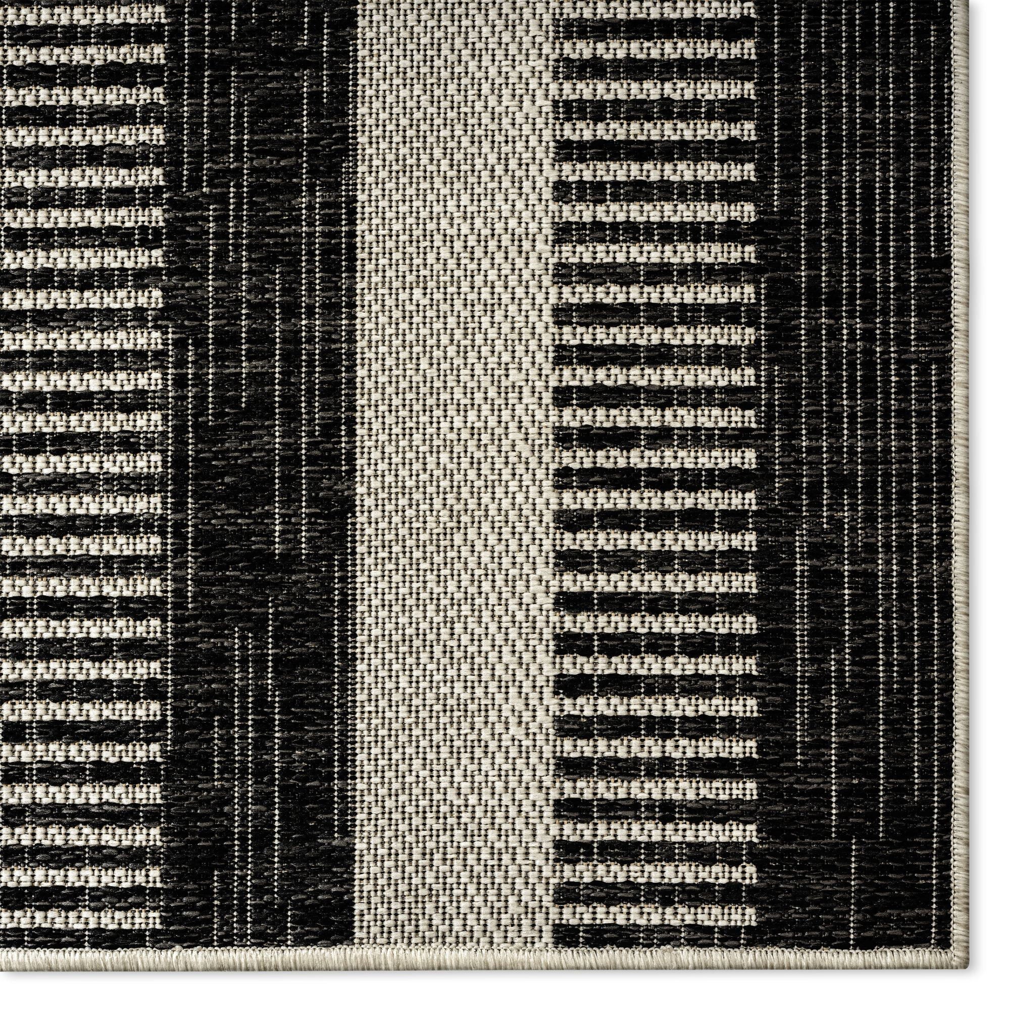 Nicole Miller New York Patio Country Charlotte Modern Striped Indoor/Outdoor Area Rug, Black/Grey, 5'2"x7'2"