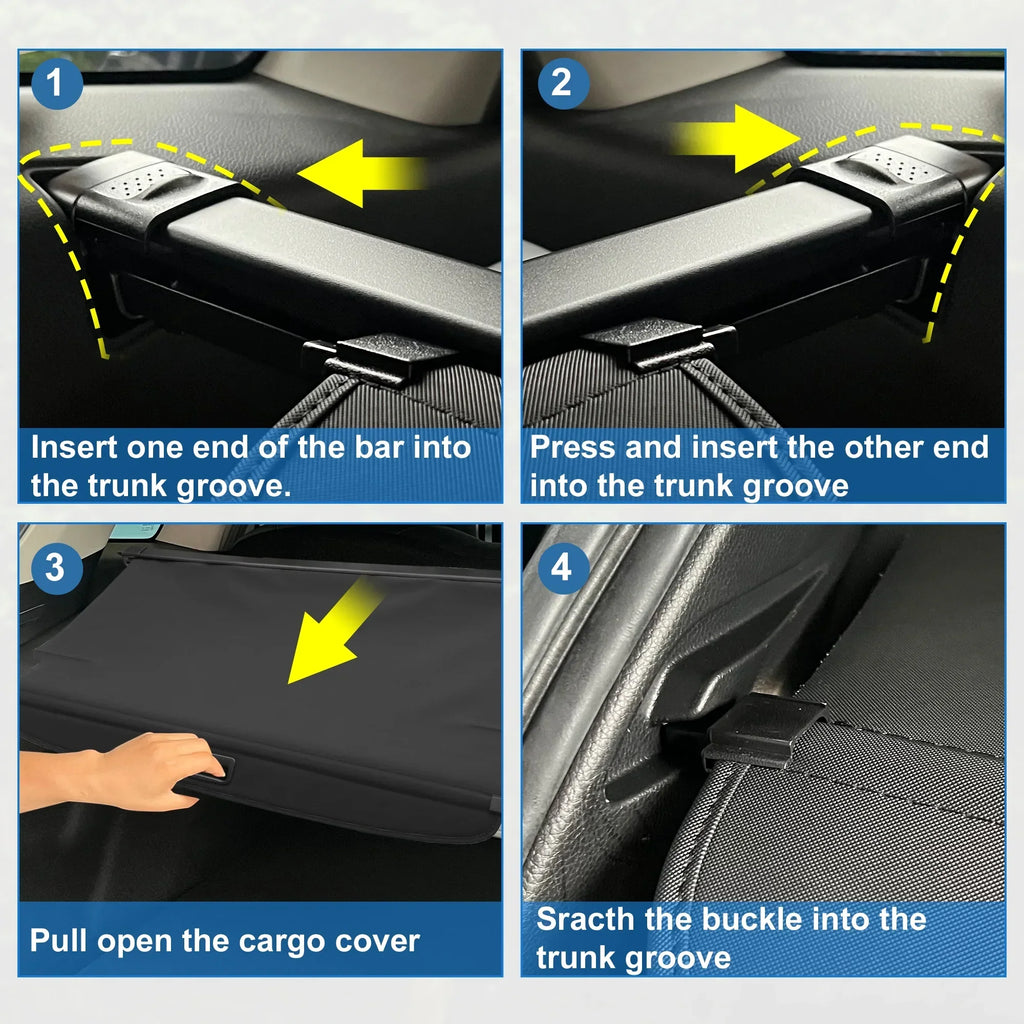 Retractable Cargo Cover for Toyota RAV4 2019-2023 Waterproof Non Slip Rear Trunk Shielding Shade Black