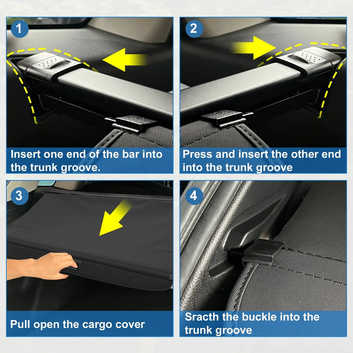 Retractable Cargo Cover for Toyota RAV4 2019-2023 Waterproof Non Slip Rear Trunk Shielding Shade Black