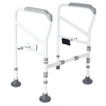 Toilet Safety Rails for Elderly, Adjustable Toilet Support Frame, Toilet Standing Aid for Disabled, Toilet Safety Handles with Large Non-Slip Mats, Free-Assembly, Fit All Toilets