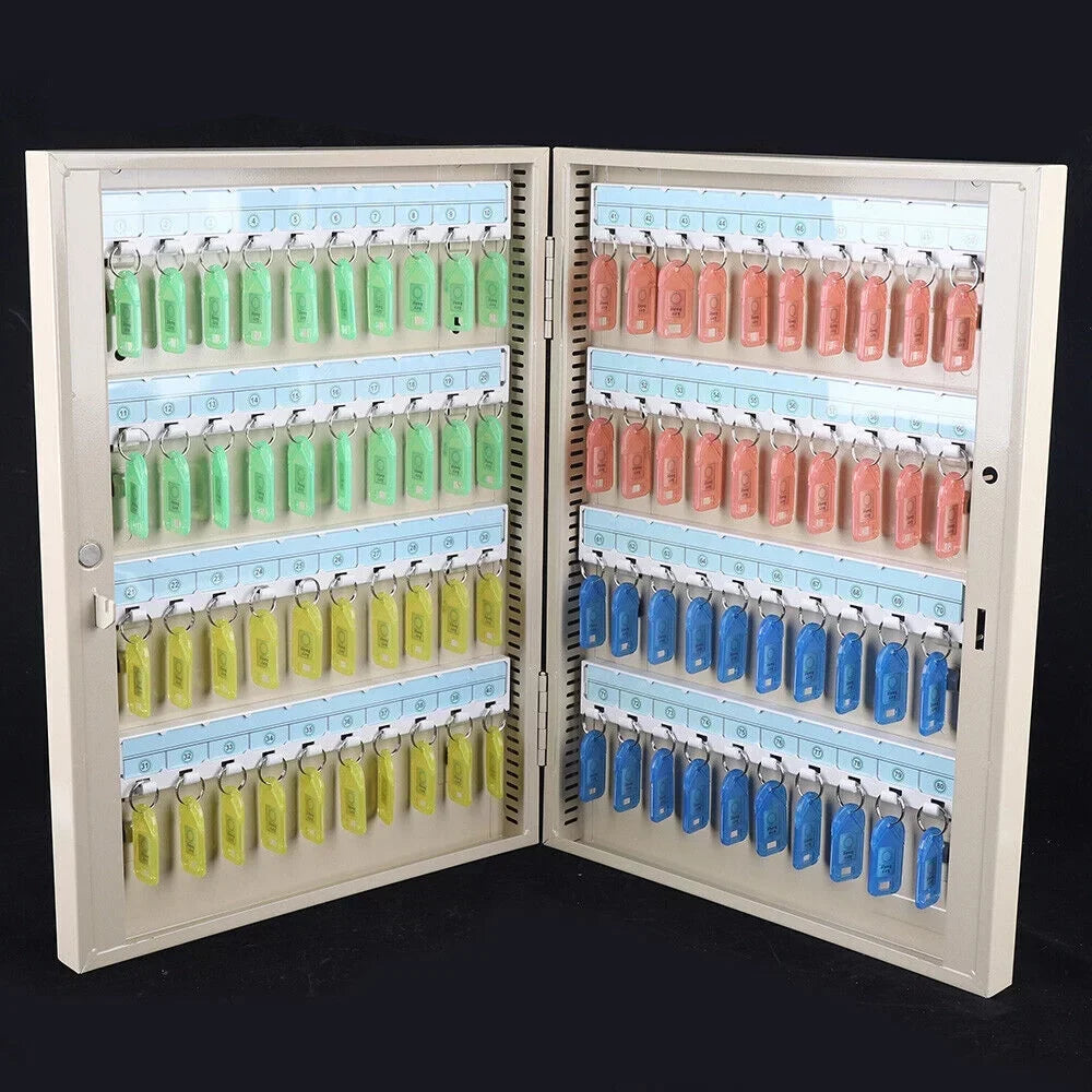 Wall Mounted 80 Key Storage Cabinet Lock Box Safe Organizer Car Dealership Holder