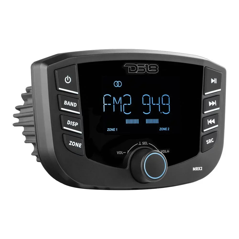DS18 MRX2 HYDRO Round Marine Headunit with 2 Zones, RGB Lights, and Bluetooth