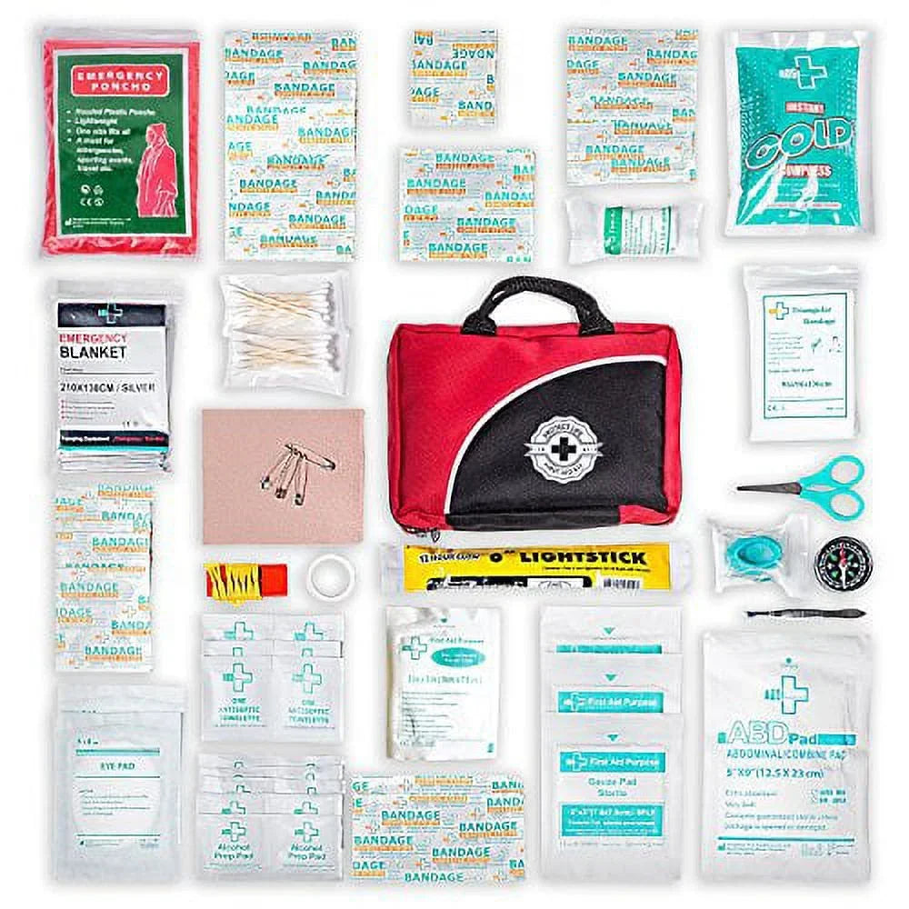First Aid Kit - 160 Piece - for Car, Travel, Camping, Home, Office, Sports, Survival | Complete Emergency Bag Fully stocked with Medical Supplies