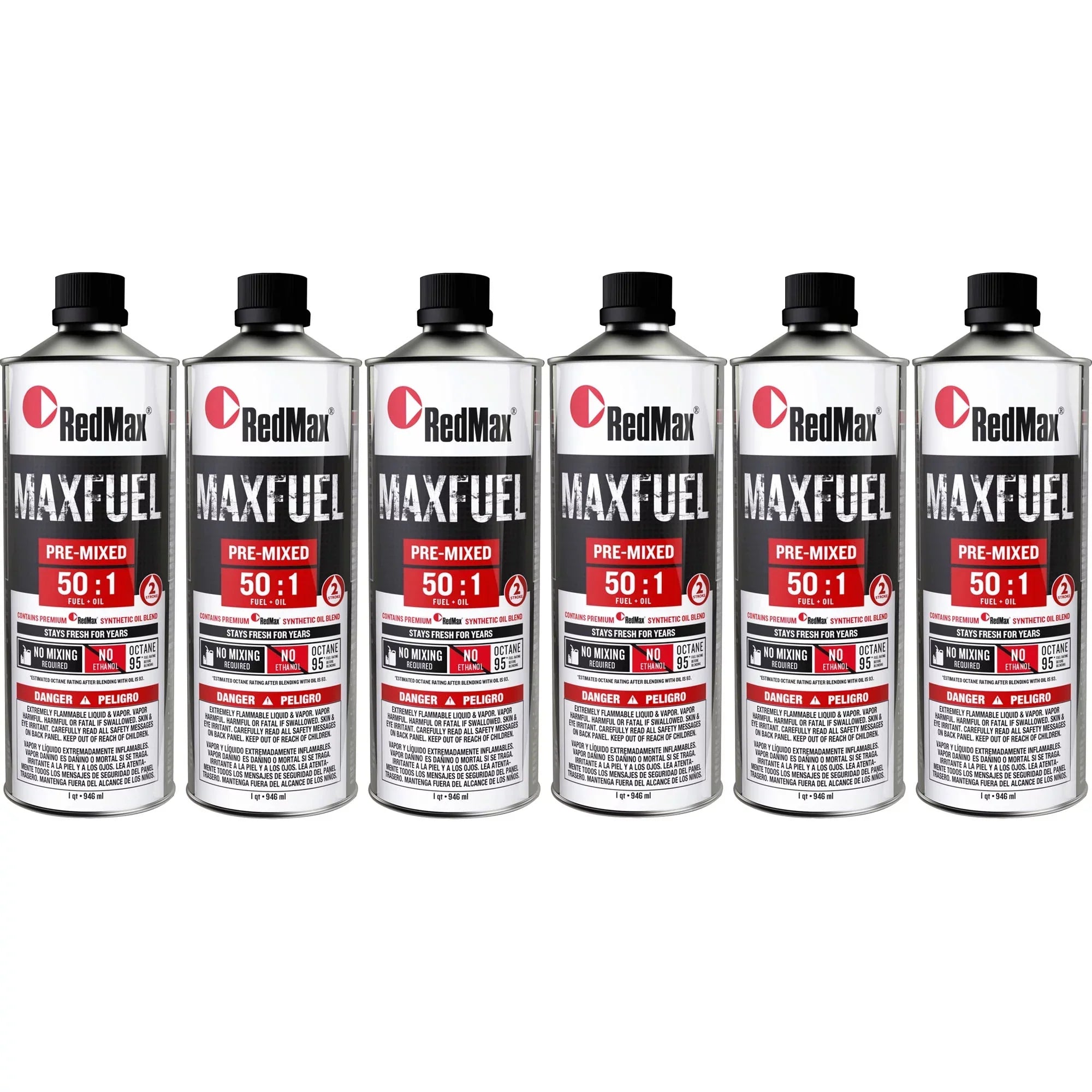 RedMax 581158801 Pre-Mixed 50:1 Fuel Oil 6 Quart Pack 2-Cycle Engines 94 Octane