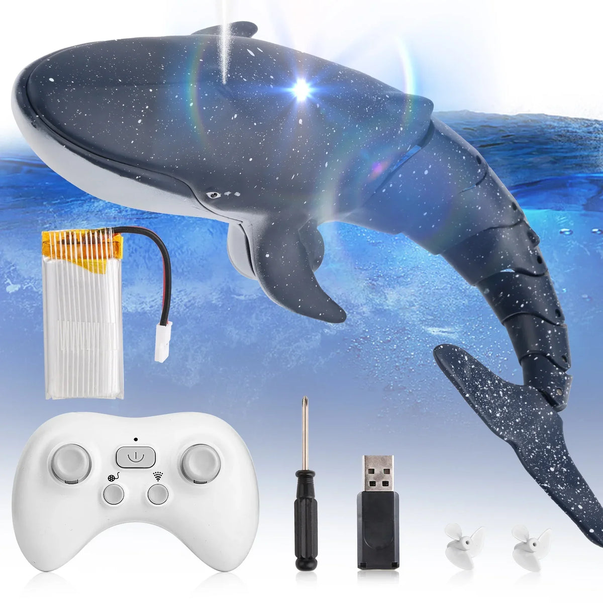 Ant Class Remote Control Whale Toys, RC Shark Spray Water Boat Toy for Boys Girls, Swimming Pool Toys, RC Boat for Kids, Diving Toys for Pool