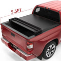 Ledkingdomus 5.5ft Soft 4 Fold Truck Bed Tonneau Cover for 14-21 Toyota Tundra w/ Deck Rail System