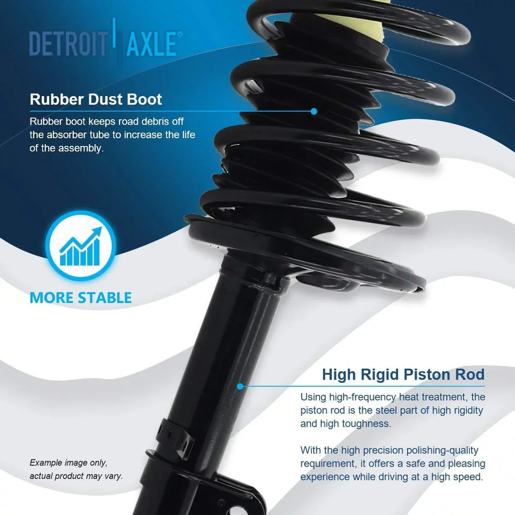 Detroit Axle - Front Struts for 1998-2002 Chevy Prizm 1993-02 Toyota Corolla Complete 2 Struts w/Coil Spring 1994 1995 1996 1997 1998 1999 2000 2001 Replacement Ready Struts Assembly
