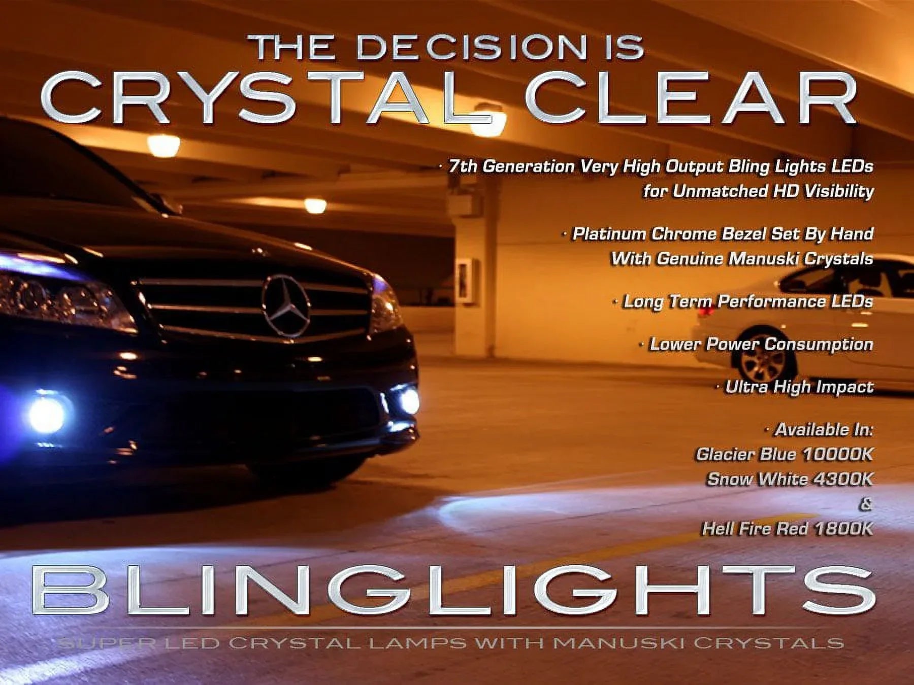For 1996 1997 1998 1999 2000 Mercedes-Benz SLK 200 LED Foglamps Driving Fog Lamps R170 SLK200 Lights Kit