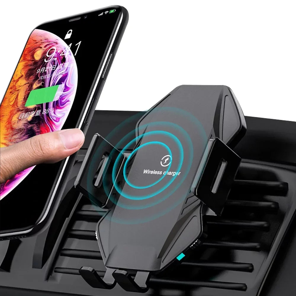 Wireless Car Charger, Saoqi 10W Smart Sensor Auto Clamping Air Vent Dashboard Windshield Car Phone Holder Mount, Compatible for iPhone, Samsung, Google, LG, etc