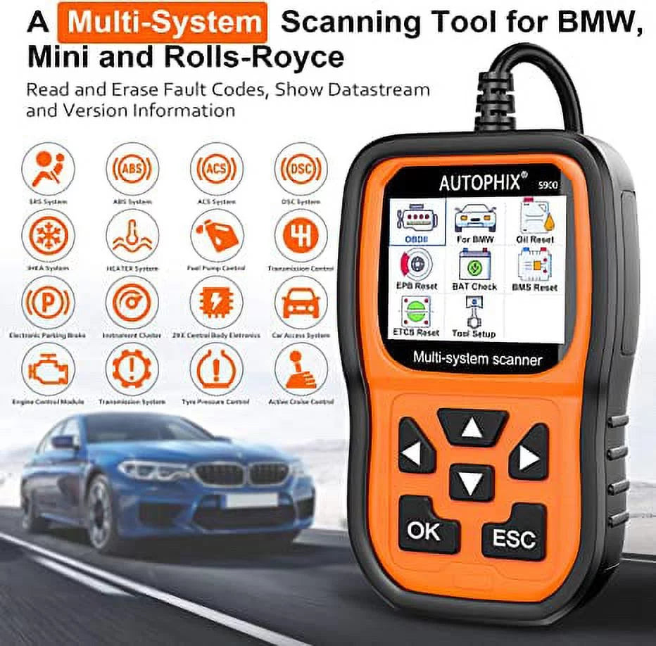 Autophix 5900 Car Scanner Fits for BMW MINI Roll-Royce All Systems Scan Tool OBD2 Scanner Car Code Reader EPB SAS Oil Reset Battery Registration Tool for BMW Automotive Diagnostic Tool
