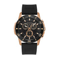 Caravelle Designed by Bulova Men's Black Chronograph Watch, Silicone Strap