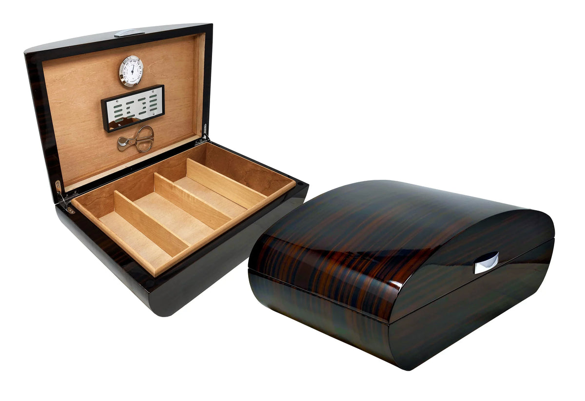 Waldorf Arc Shaped Cigar Humidor - Ebony Lacquer Finish - Capacity: 150