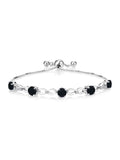 Gem Stone King 925 Sterling Silver Black Onyx and White Lab Grown Diamond Infinity Tennis Bracelet For Women (2.42 Cttw, Gemstone Birthstone, Round 5MM, Fully Adjustable Up to 9 inch)