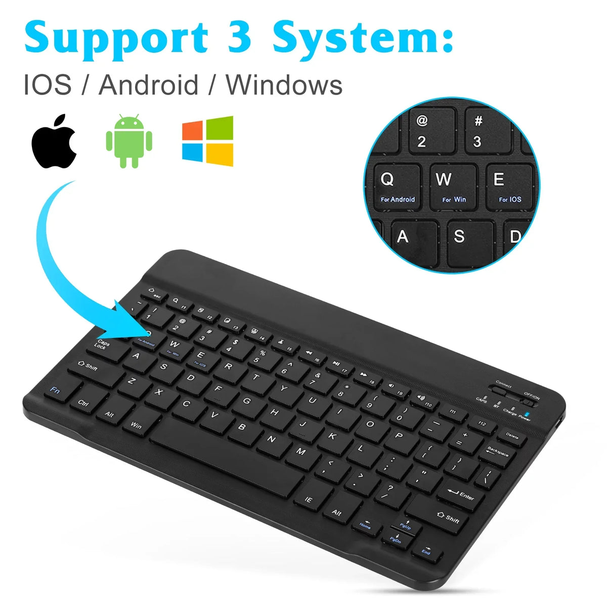 Rechargeable Bluetooth Keyboard and Mouse Combo Ultra Slim Full-Size Keyboard and Ergonomic Mouse for ZTE Axon 30 Ultra 5G and All Bluetooth Enabled Mac/Tablet/iPad/PC/Laptop - Onyx Black