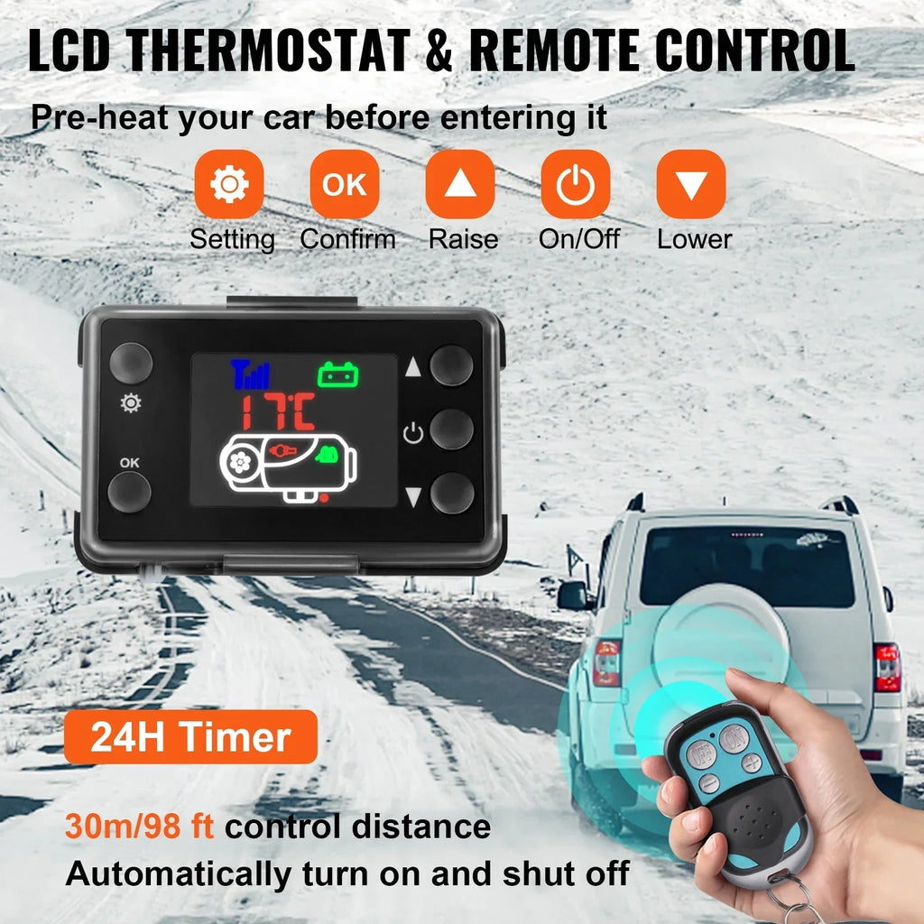SKYSHALO 5KW Diesel Air Heater 10L Tank Diesel Heater 12V Diesel Parking Heater Muffler with LCD Thermostat and Remote Control for RV Bus Trailer Motorhomes and Boats
