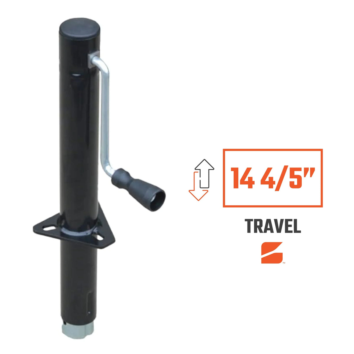 Bastion Distribution Side-Wind Trailer Jack - 5000lb Capacity A-Frame, 14 4/5" Travel, Powder Coated - Part Number BJ-5000SW-1