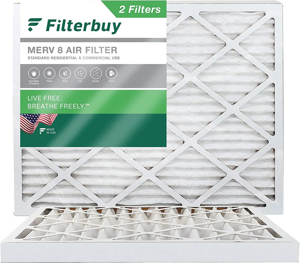 Filterbuy 16x18x2 MERV 8 Pleated HVAC AC Furnace Air Filters (2-Pack)