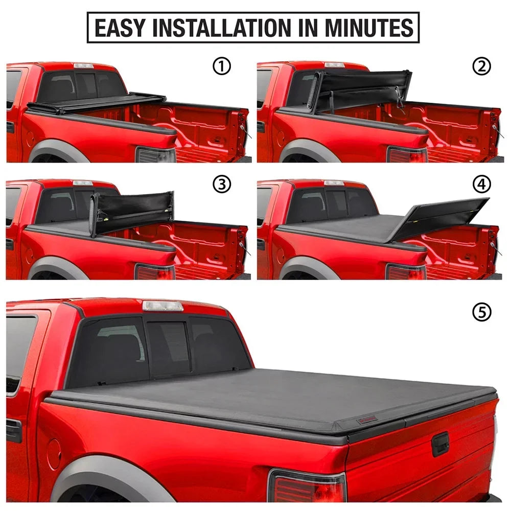 MaxMate Soft Quad-fold Truck Bed Tonneau Cover Compatible with 2007-2013 Chevy Silverado GMC Sierra 1500 (NOT FIT 2007 Classic) | 5'9" (69") Bed | TCC484003