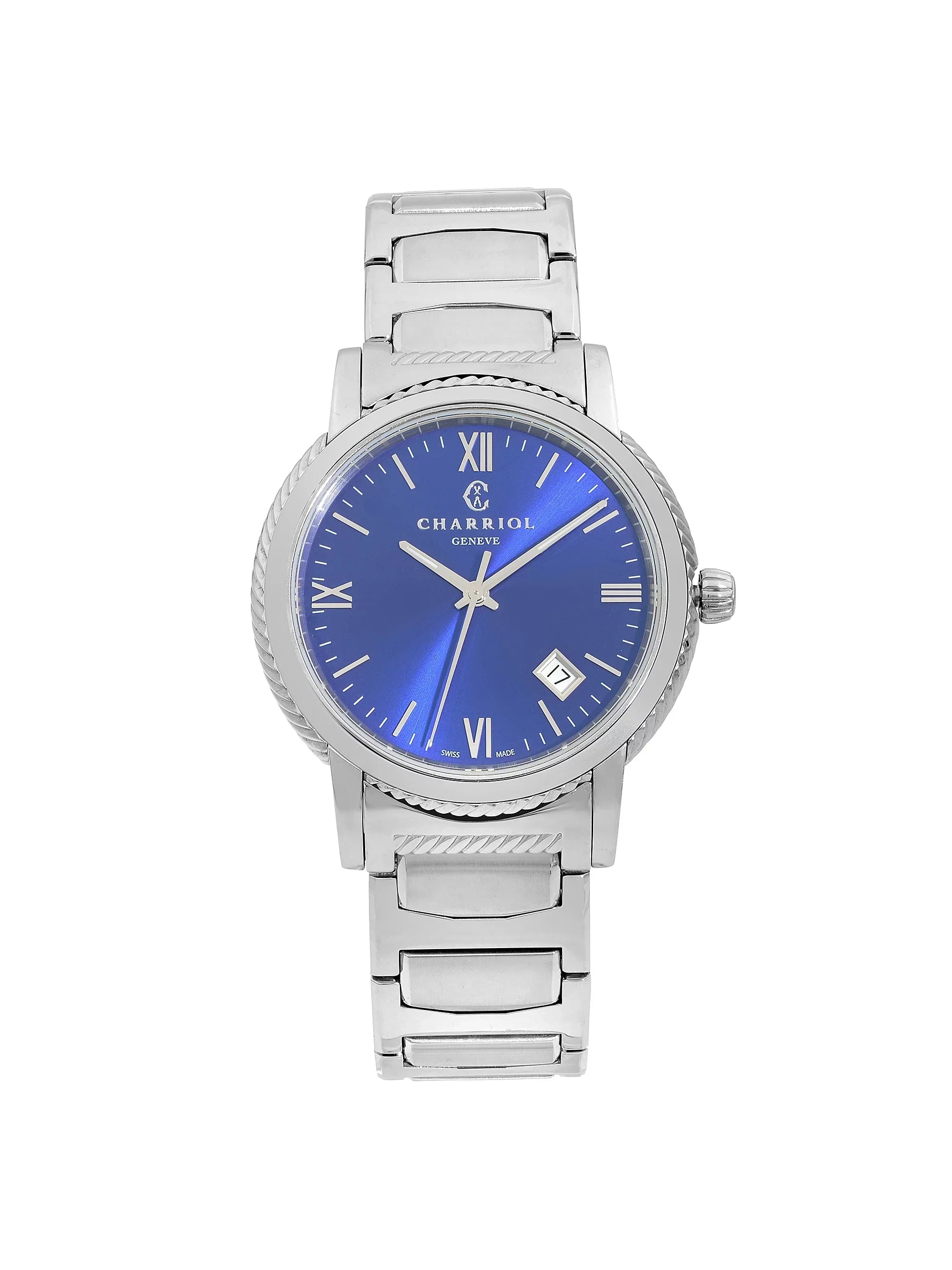 Charriol Parisii 40mm Stainless Steel Blue Dial Quartz Mens Watch P40S2.930.002