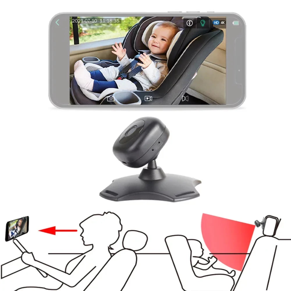 Dcenta WiFi Baby Car Camera Monitor with 360° Rotation and Night Vision for Rear Facing Seat