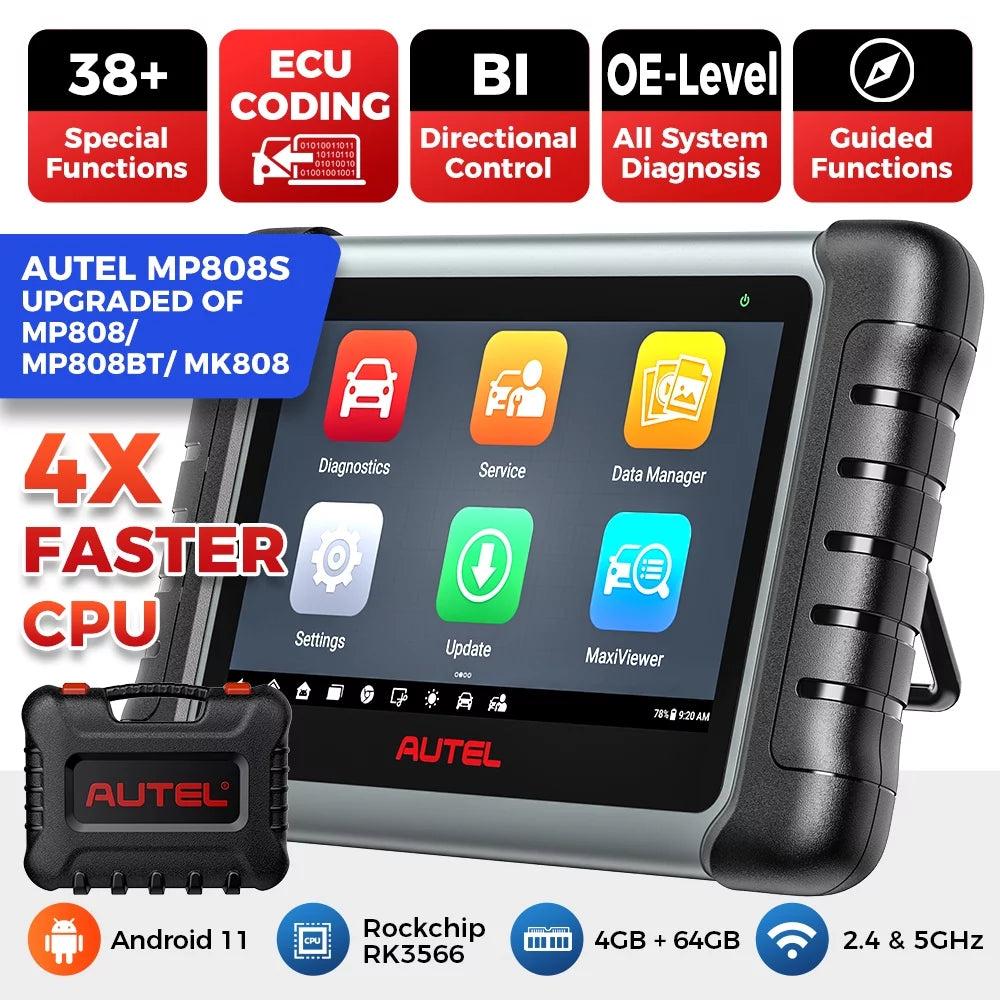 Autel Scanner MaxiPRO MP808S Car Diagnostic Scan Tool All System Diagnostics ECU Coding, Active Test, 36+ Service, Upgraded of MP808/ MP808BT/ MK808