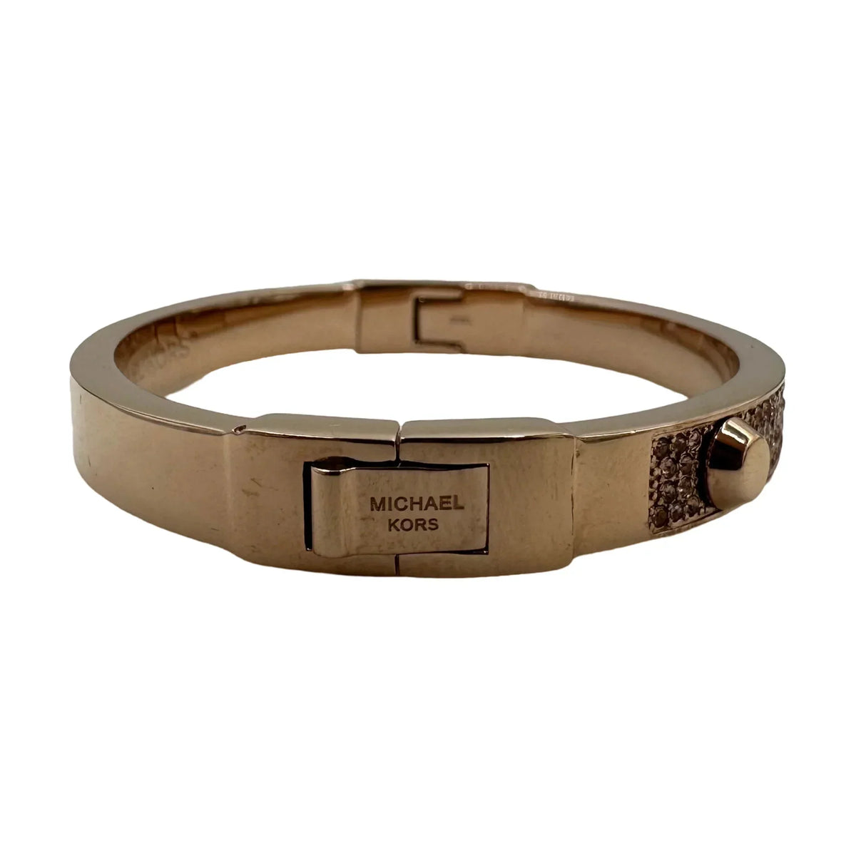 Michael Kors Gold-Tone Crystal Pave Astor Stud Bangle Bracelet -MKJX2747791