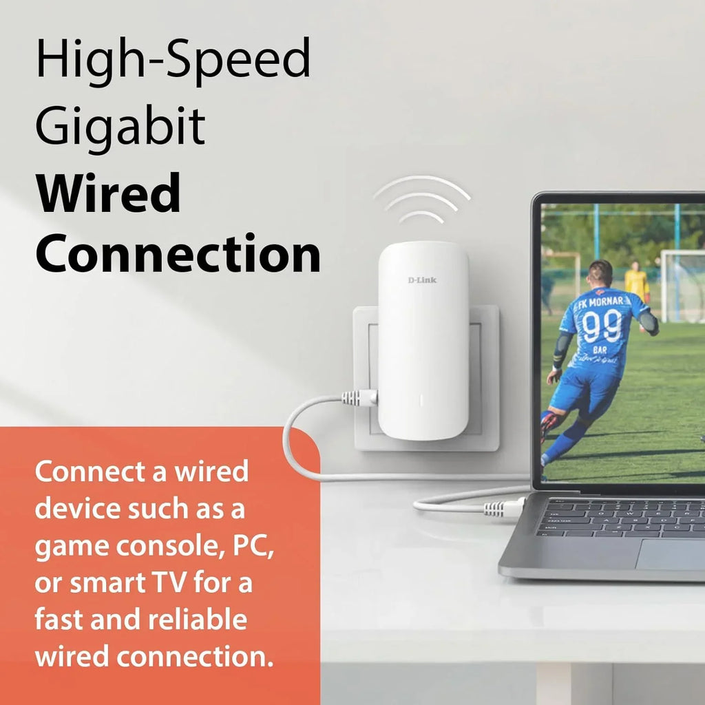 D-Link AX3000 Mesh WiFi 6 Range Extender | 1x Gigabit LAN Port | AI | Cover up to 2300 Sq. ft (E30)